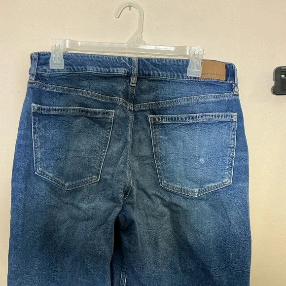 American Eagle Outfitters Two-Tone Blue Flare Jeans - Picture 3 of 9